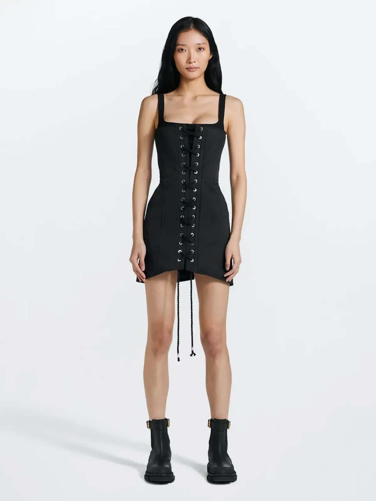 Dion Lee Laced Utility Corset Mini Dress Black Size 6 - Image 1