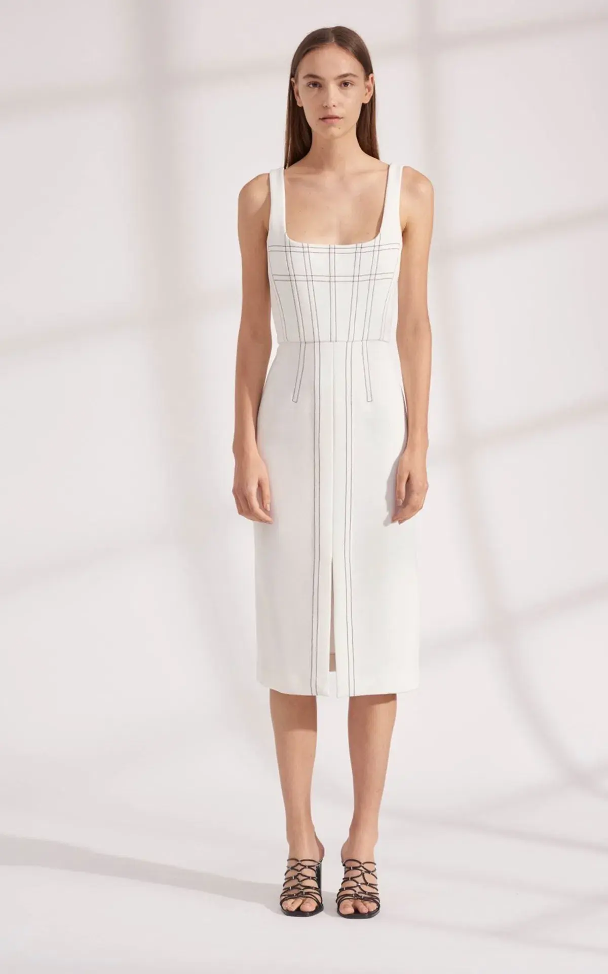 Dion Lee Truss Pleat Corset Midi Dress Ivory Size 6 - Image 1