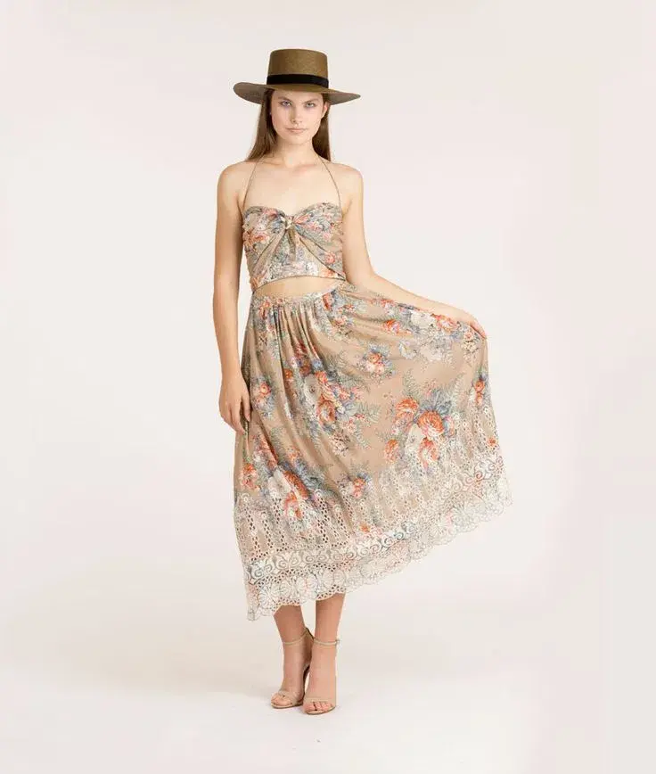 Zimmermann Anais Antique Floral Tie Dress Nude Floral Size 0 / AU 8 - Image 1