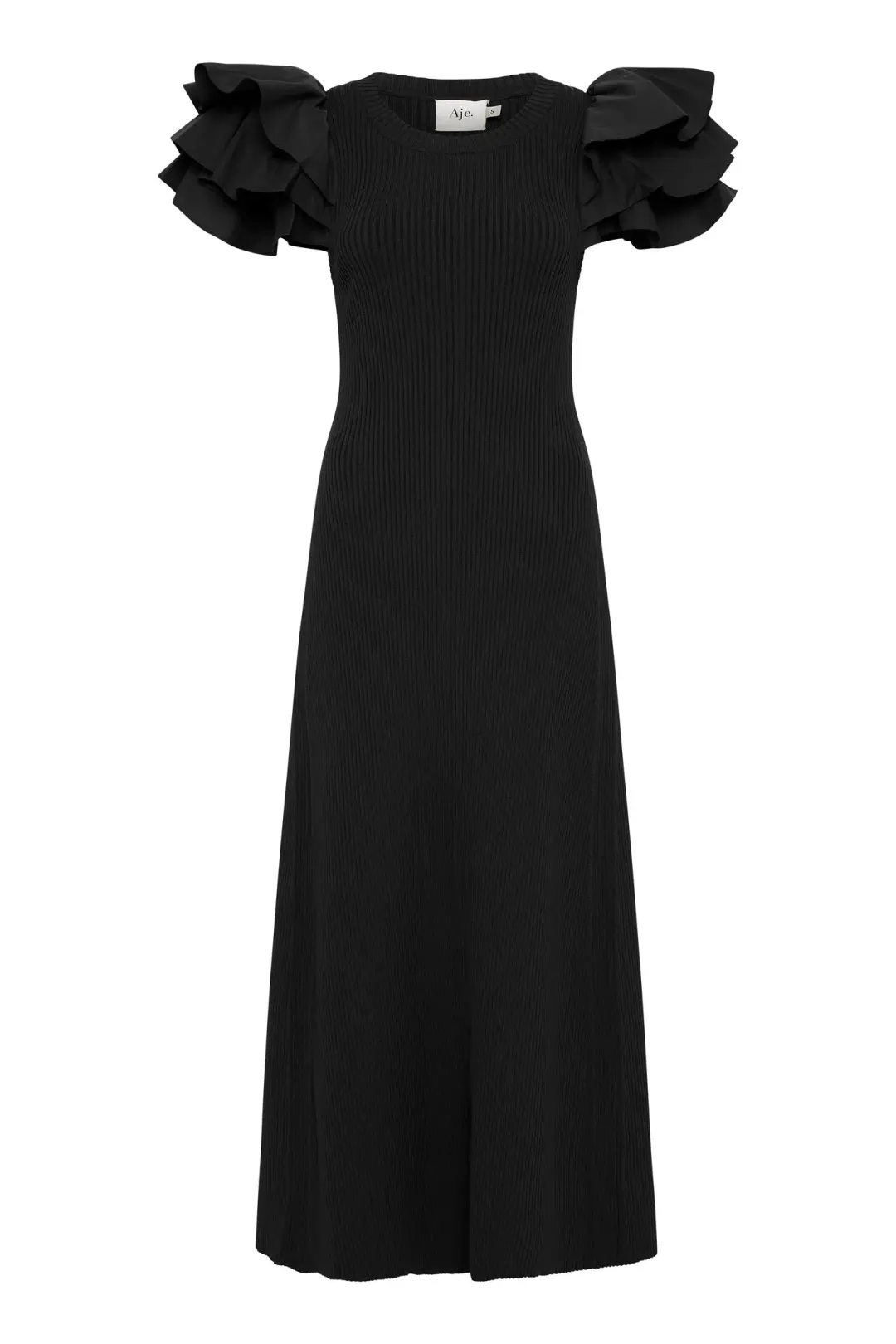 Aje Questa Puff Midi Dress Black Size 16 for rent on The Volte - main image