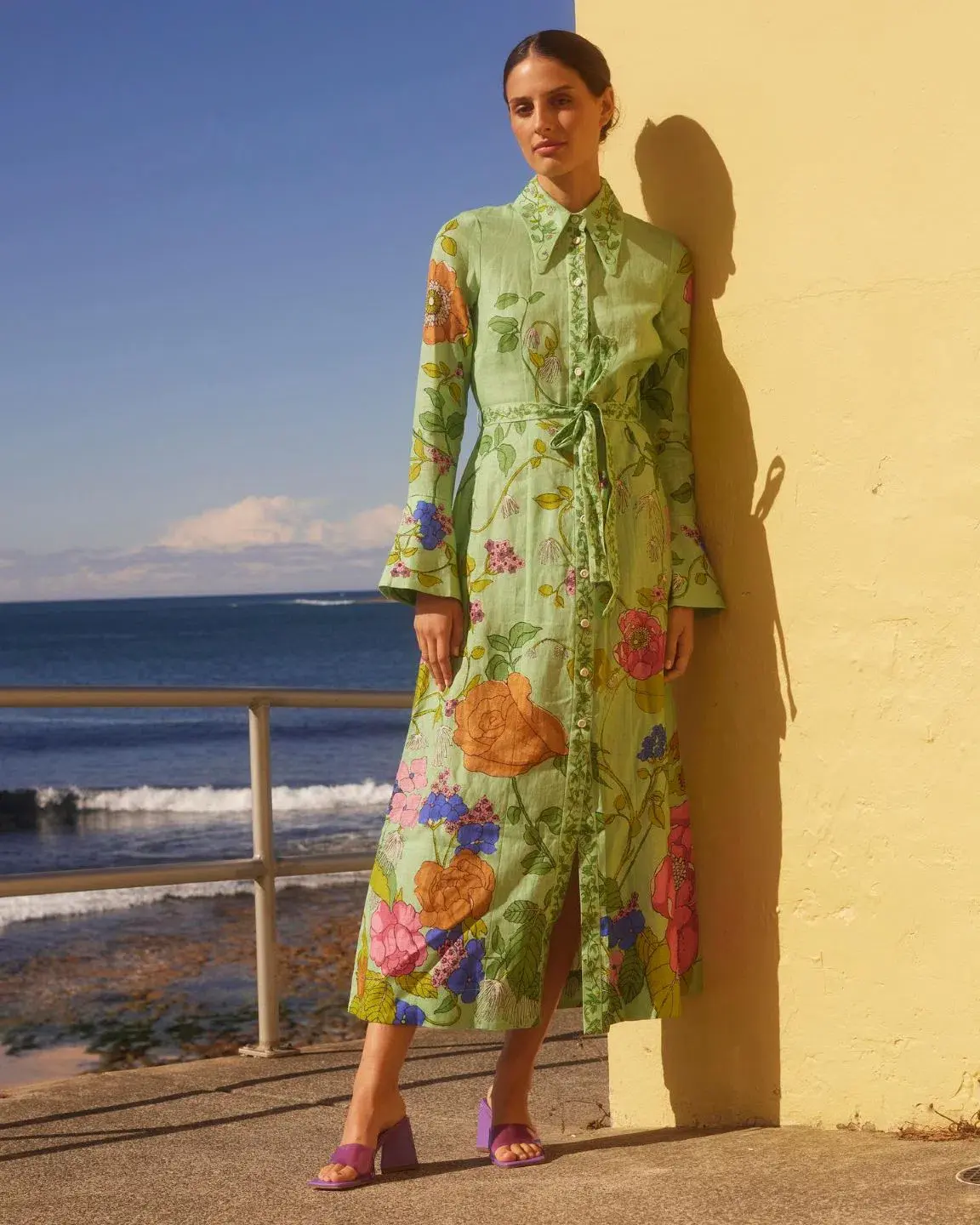 Alemais Olivia Midi Shirtdress Floral Size 10 - Image 7