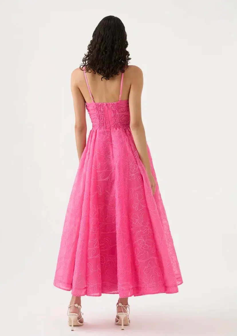 Aje Evangeline Cornelli Maxi Dress Protea Pink Size 10 for rent on The Volte - main image