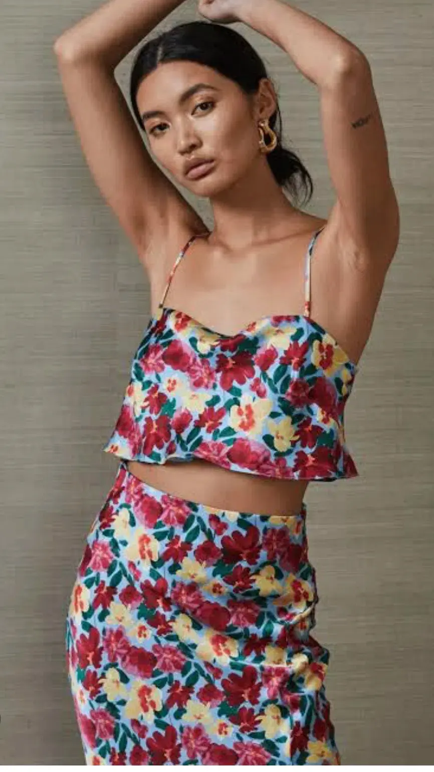 Bec & Bridge Lucette Crop Top and Midi Skirt Set Floral Size 14/8 - Image 2