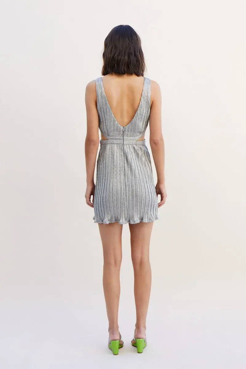 Suboo Ana Sleeveless Mini Dress Silver Size 8 - Image 3