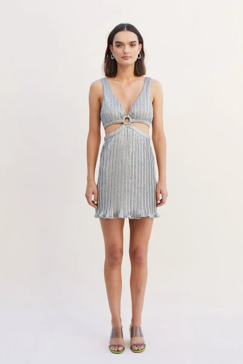 Suboo Ana Sleeveless Mini Dress Silver Size 8 - Image 1