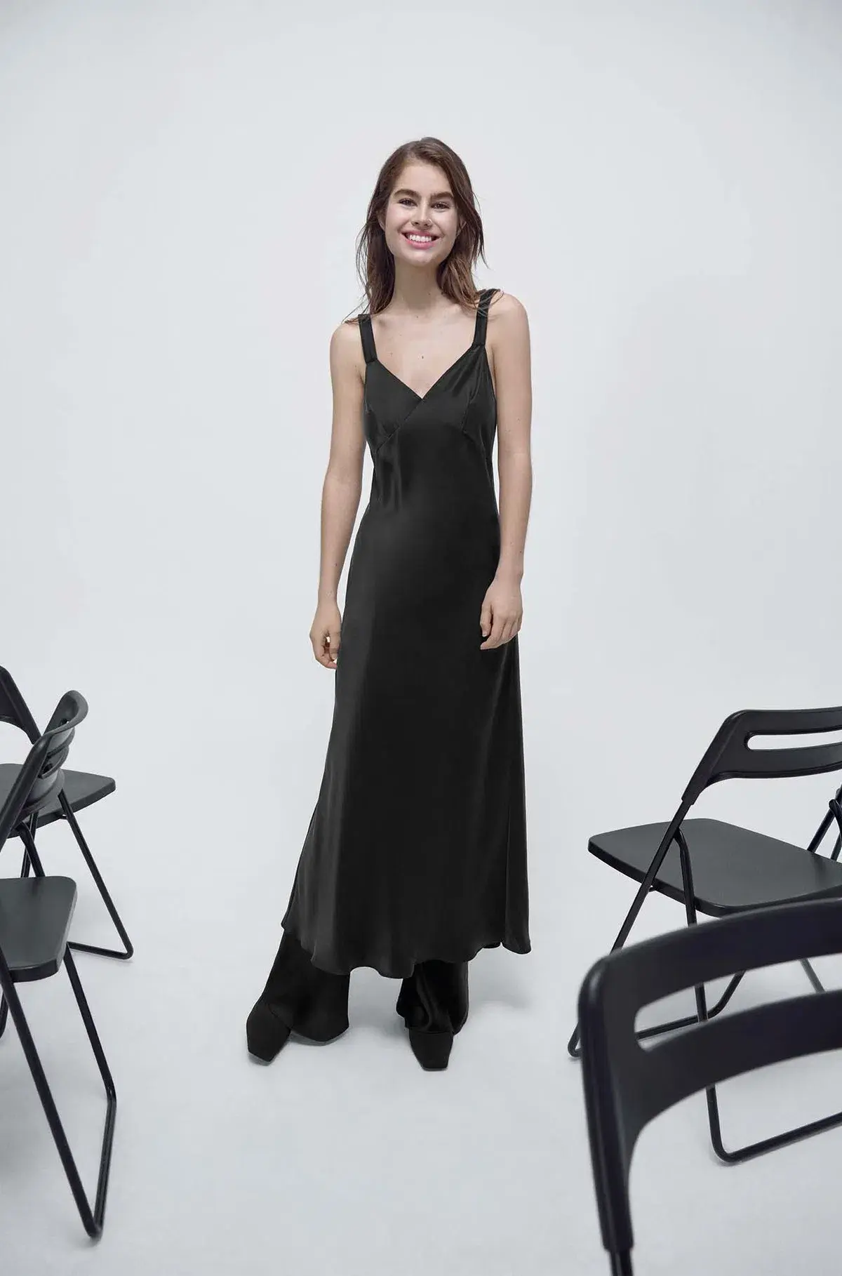 Silk Laundry Deco Ruched Dress Black Size XS / AU 6 - Image 1