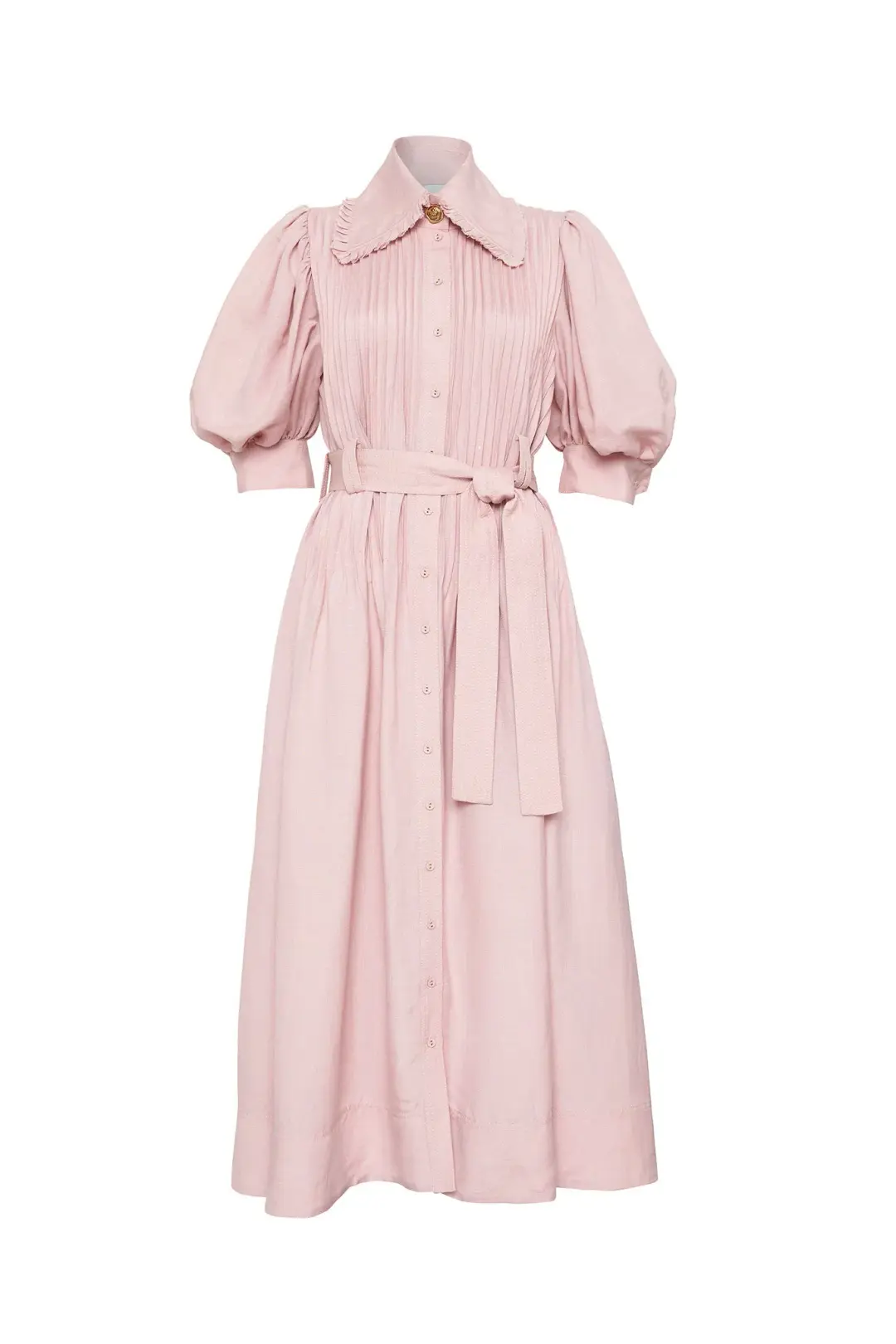 Aje Madeleine Belted Midi Dress Dusty Pink Size 16 for rent on The Volte - main image