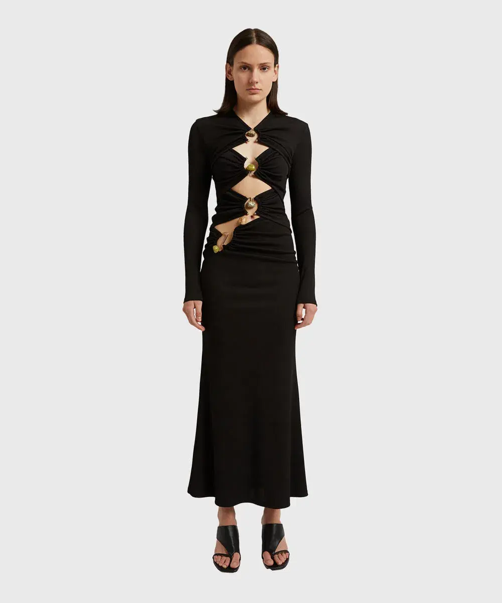 Christopher Esber Multi Orbit Long Sleeve Dress Black Size 6 - Image 1