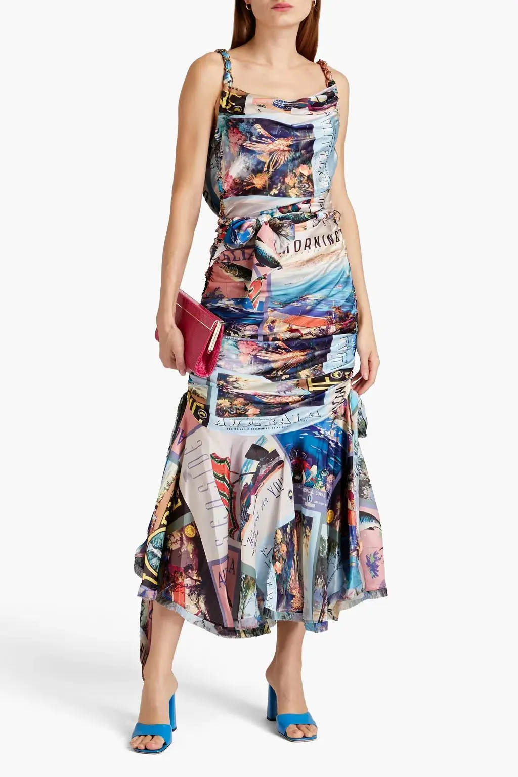 Zimmermann Postcard Chain Tie Midi Dress Print Size 0/AU 8  - Image 1