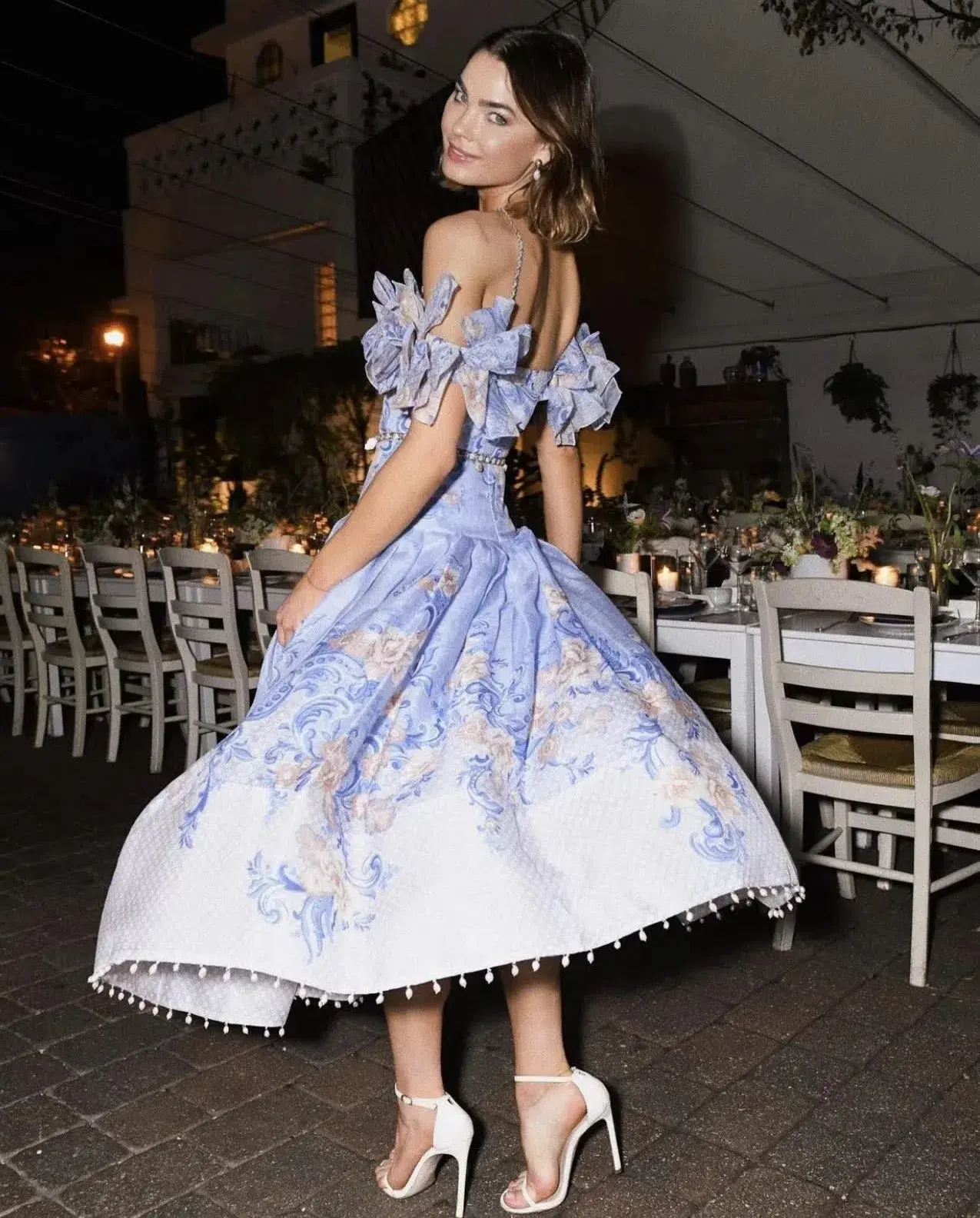 Zimmermann Postcard Bow Bodice Dress in Swirl Floral Blue Size 0/AU 8 - Image 2