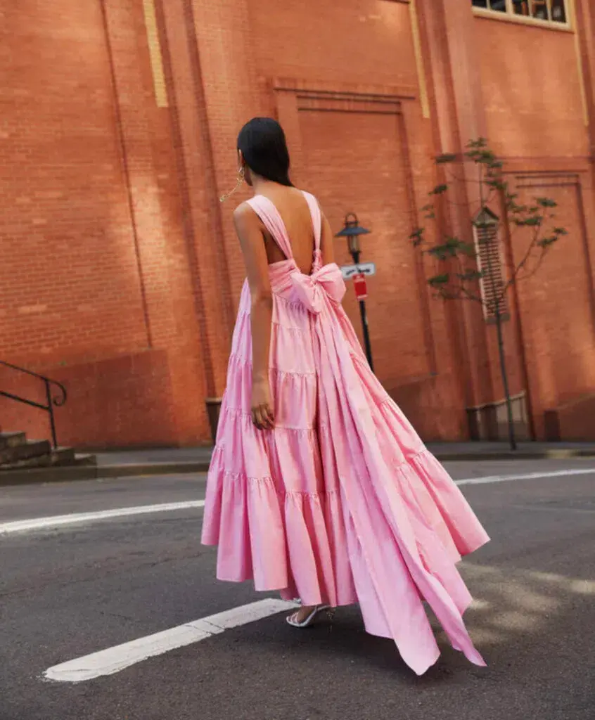 Aje Marguerite Tie Back Maxi Dress Pink Size 14 - Image 3