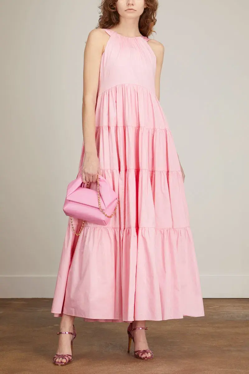 Aje Marguerite Tie Back Maxi Dress Pink Size 14 - Image 1