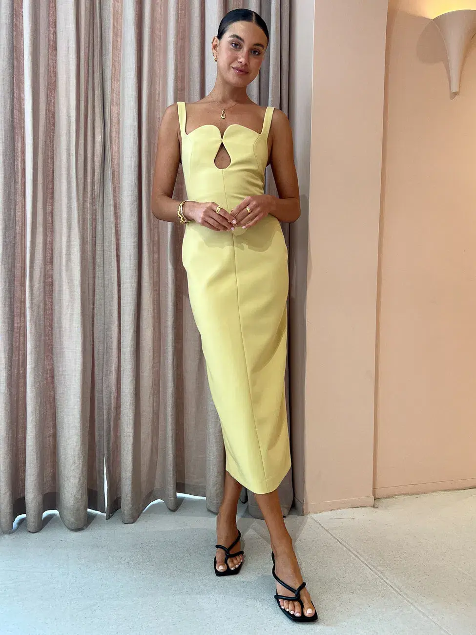 Camilla and Marc Brixton Midi Dress Yellow Size 8 for rent on The Volte - main image