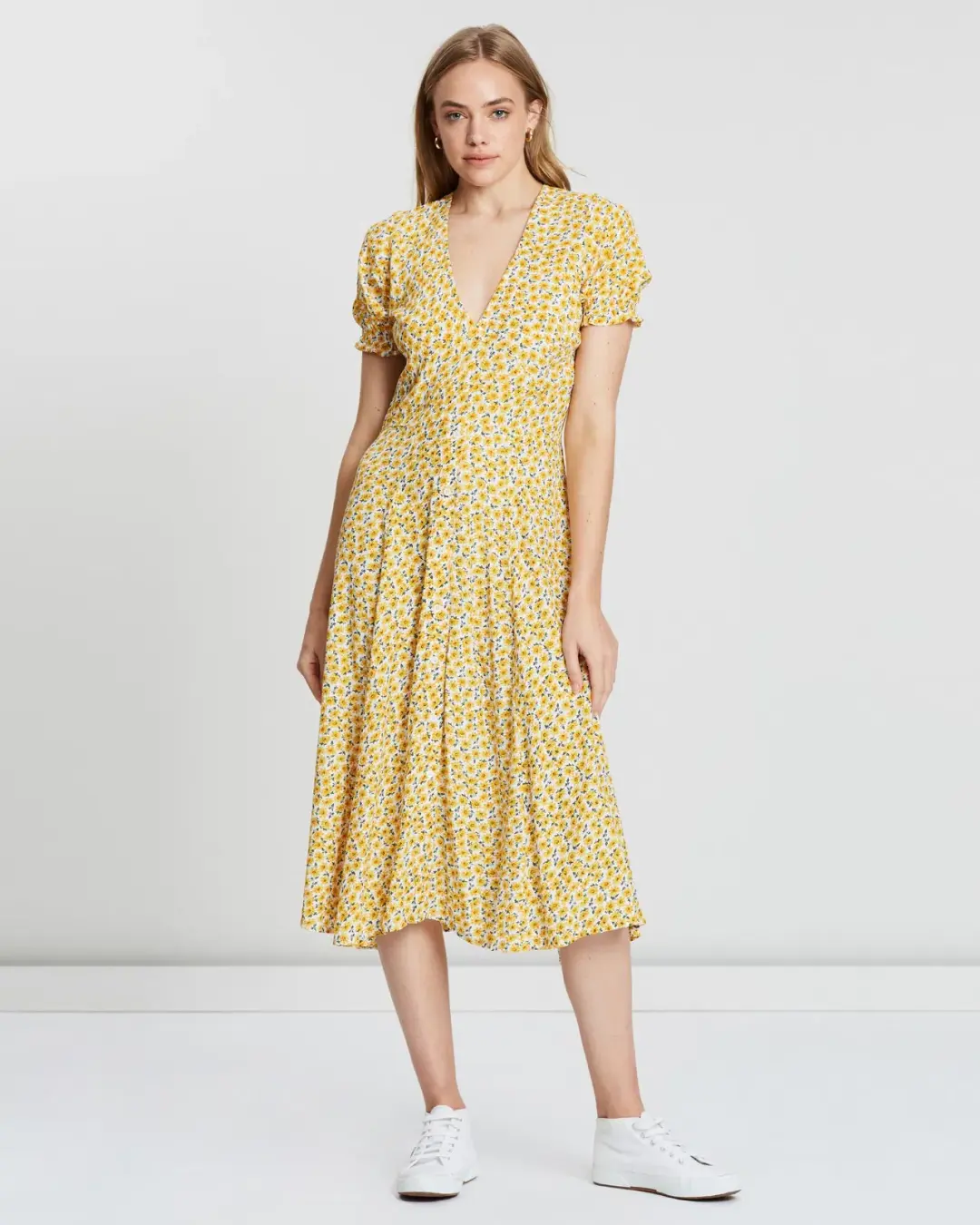 Faithfull the Brand Ari Midi Dress Floral Size 12 for rent on The Volte - main image