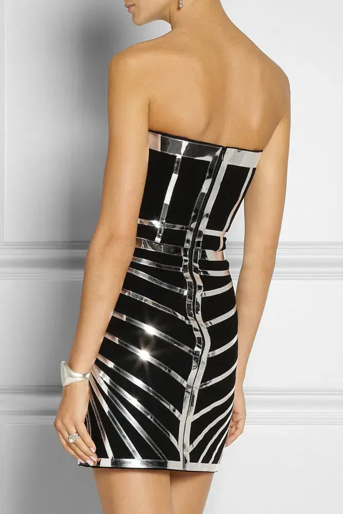 Sass & Bide Serpentine Seduction Dress Black Silver Size 8 for rent on The Volte - main image
