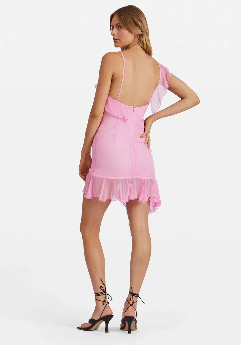 Kim Shui Pink Silk Chiffon Mini Dress Size 6 - Image 4