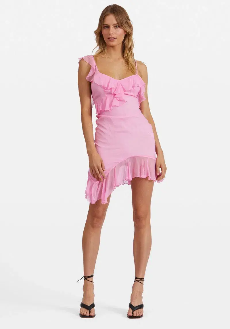 Kim Shui Pink Silk Chiffon Mini Dress Size 6 - Image 2