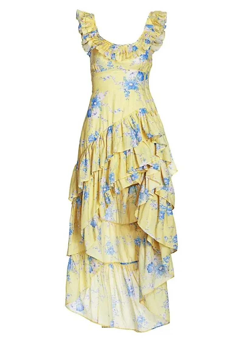 LoveShackFancy Winslow Dress Yellow Floral Size 8  for rent on The Volte - main image