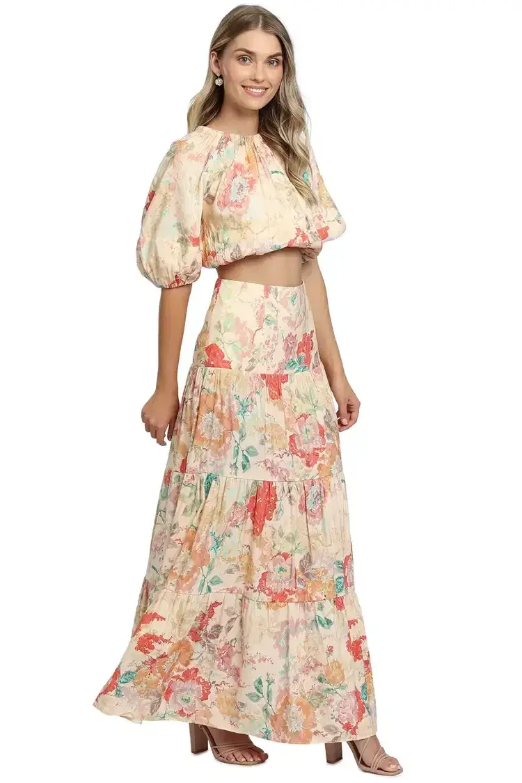 Significant Other Salvador Top and Skirt Set Picnic Peonies Multi Print Size 10 - Image 2