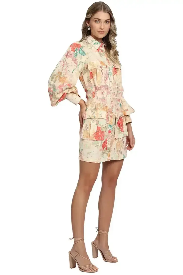 Significant Other Odessa Dress Picnic Peonies Multi Print Size 10 for rent on The Volte - main image