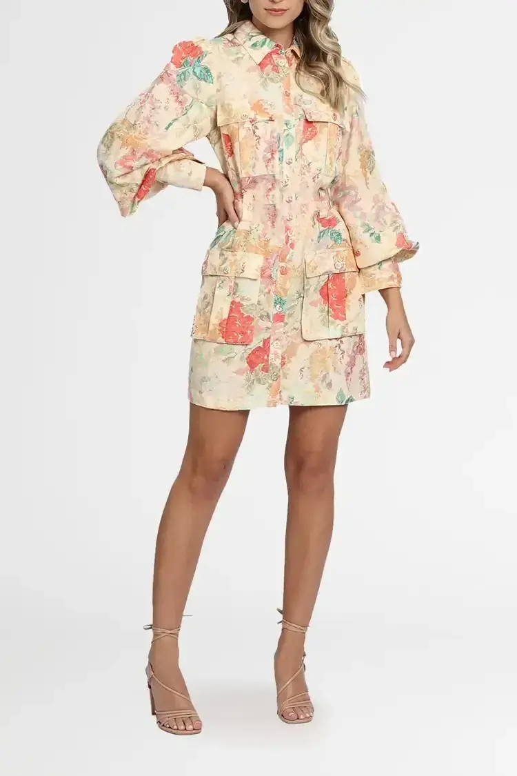 Significant Other Odessa Dress Picnic Peonies Multi Print Size 8 - Image 1