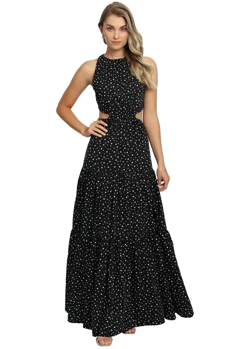 Significant Other Poppy Dress Black Cream Polka Black and White Print Size 8 - Image 1