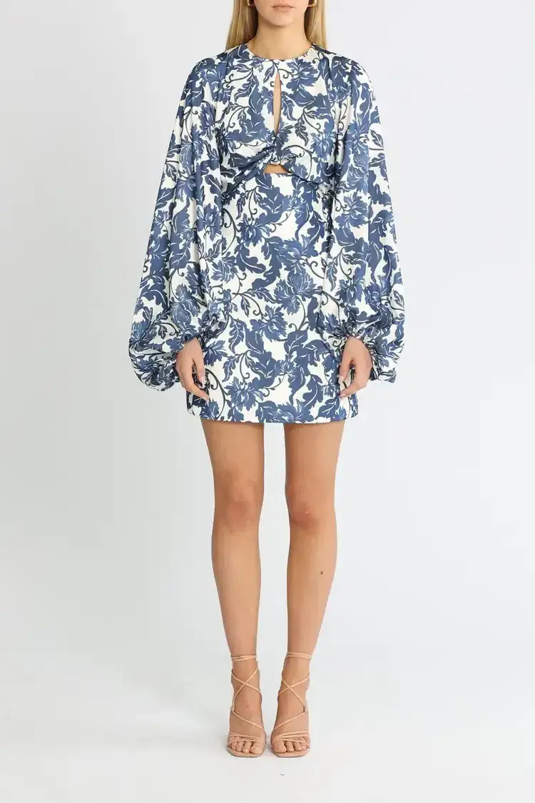 Significant Other Holly Mini Dress Blue Print Size 14 - Image 1
