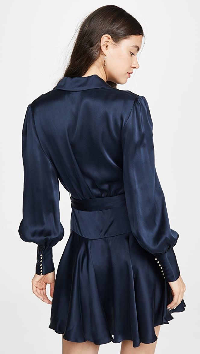 Zimmermann Silk Wrap Mini Dress Navy Blue Size 14 - Image 3