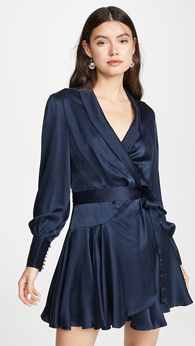 Zimmermann Silk Wrap Mini Dress Navy Blue Size 14 - Image 2