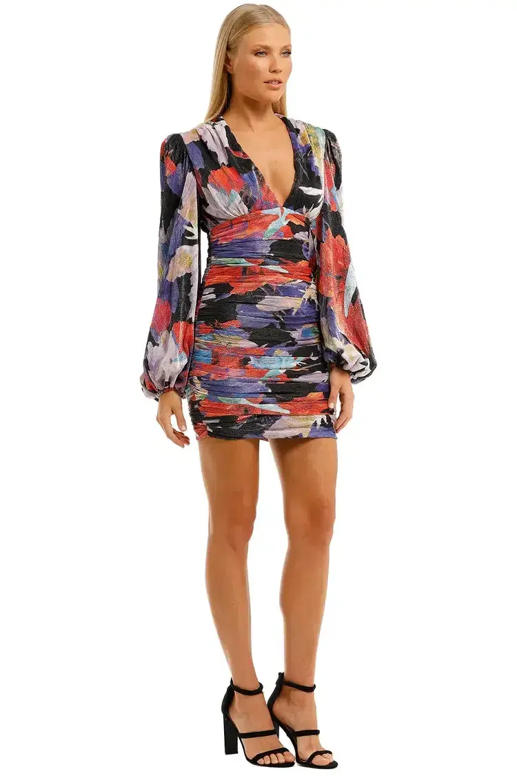 Rebecca Vallance Belladonna LS Mini Dress Print Multi Print Size 8 - Image 2