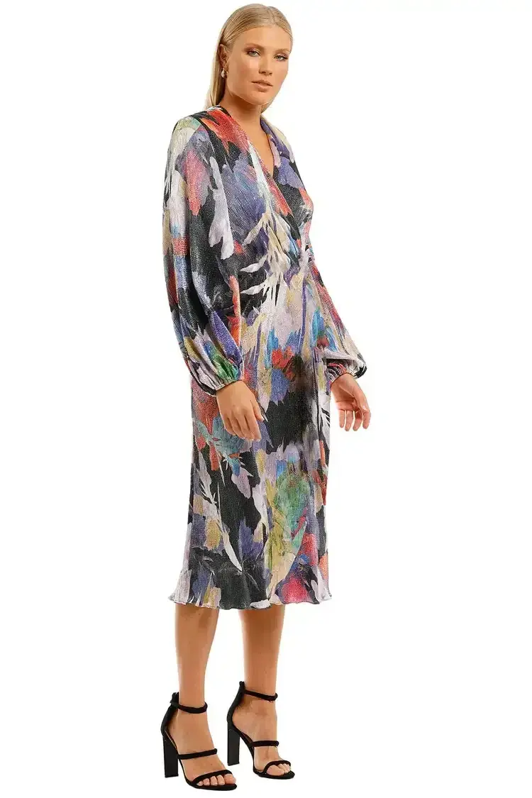 Rebecca Vallance Belladonna LS Midi Dress Print Multi Print Size 10 - Image 2