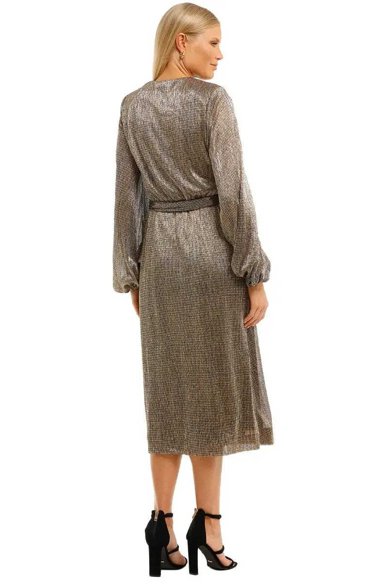 Rebecca Vallance Rivero LS Midi Dress Gold Size 6 - Image 2