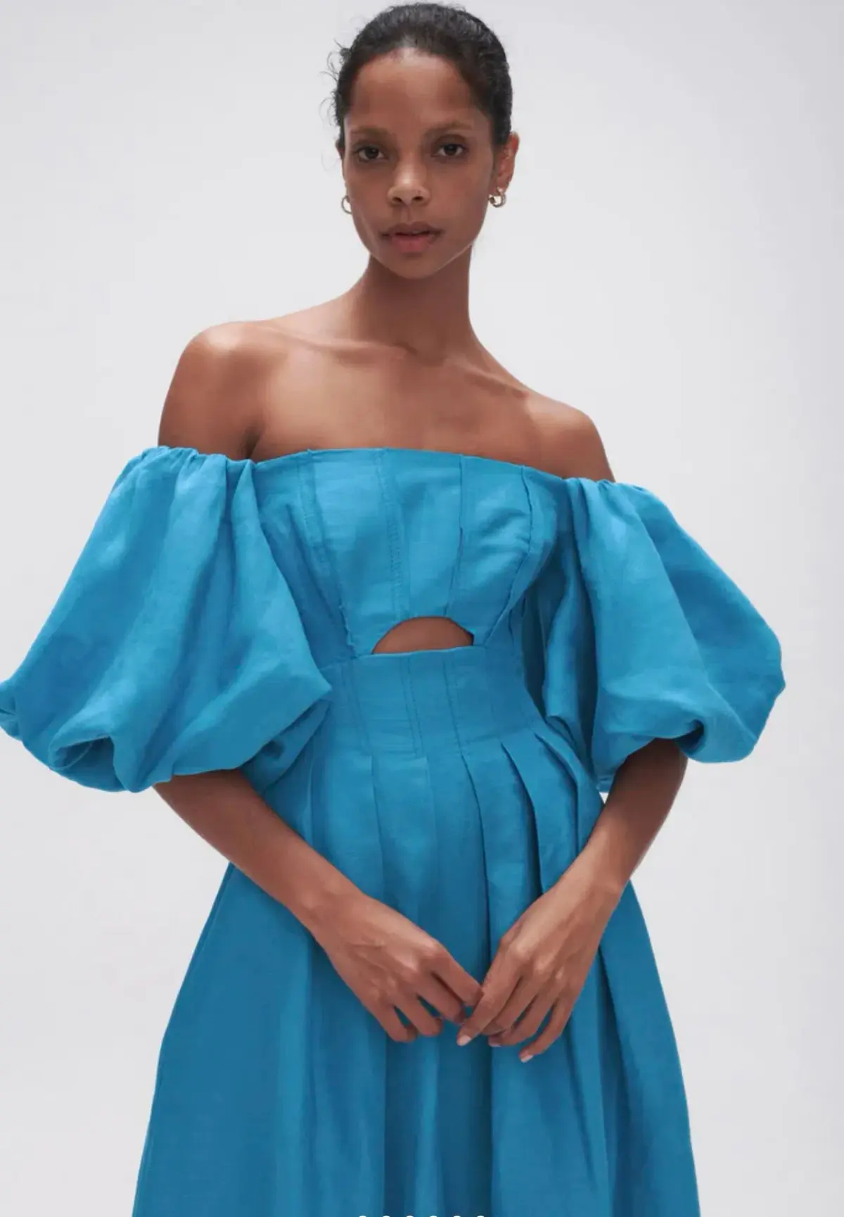 Aje Eugenie Off Shoulder Midi Dress Blue Size 16 - Image 2