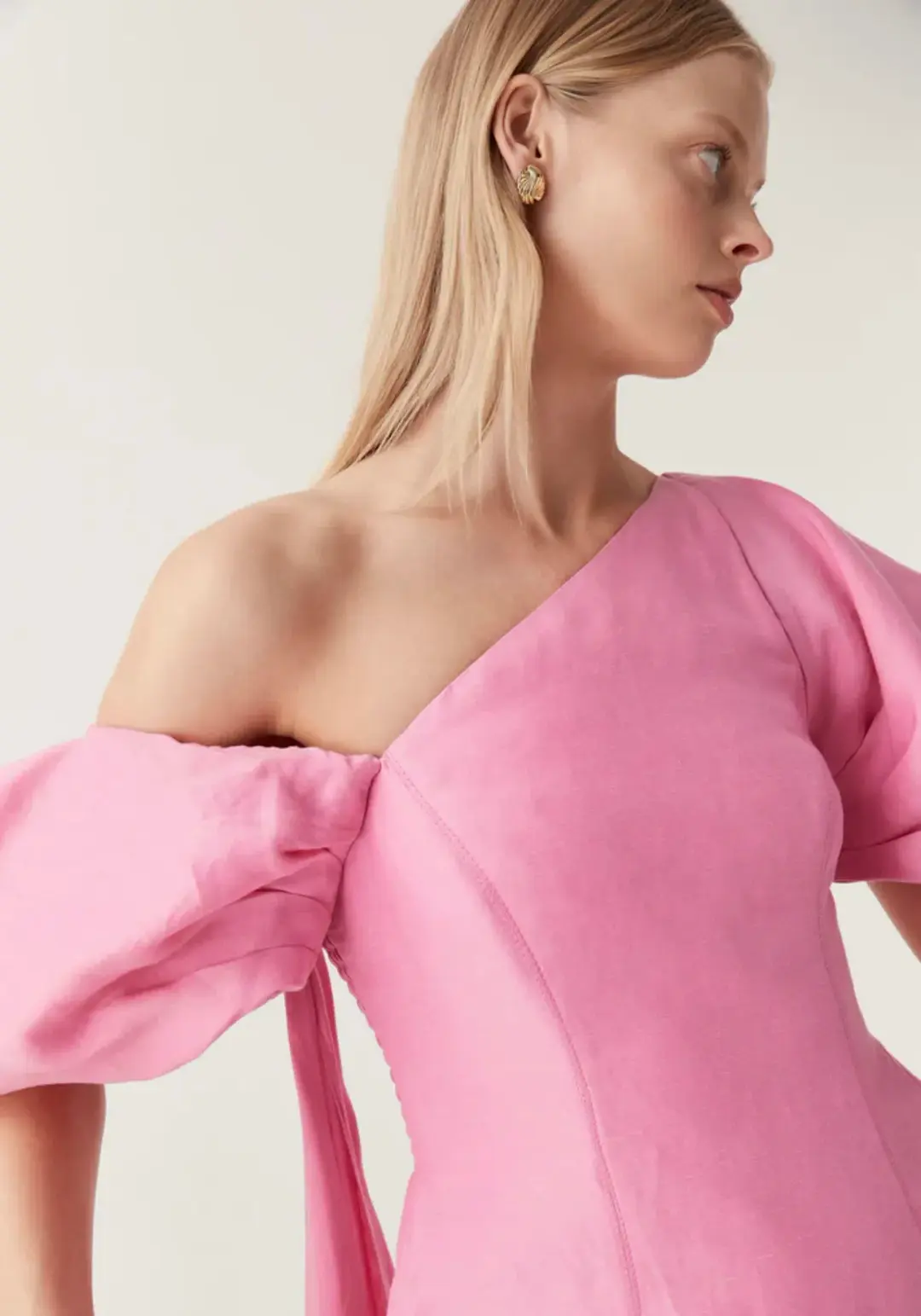 Aje Arista Tulip Sleeve Midi Dress pink Size 14 for rent on The Volte - main image