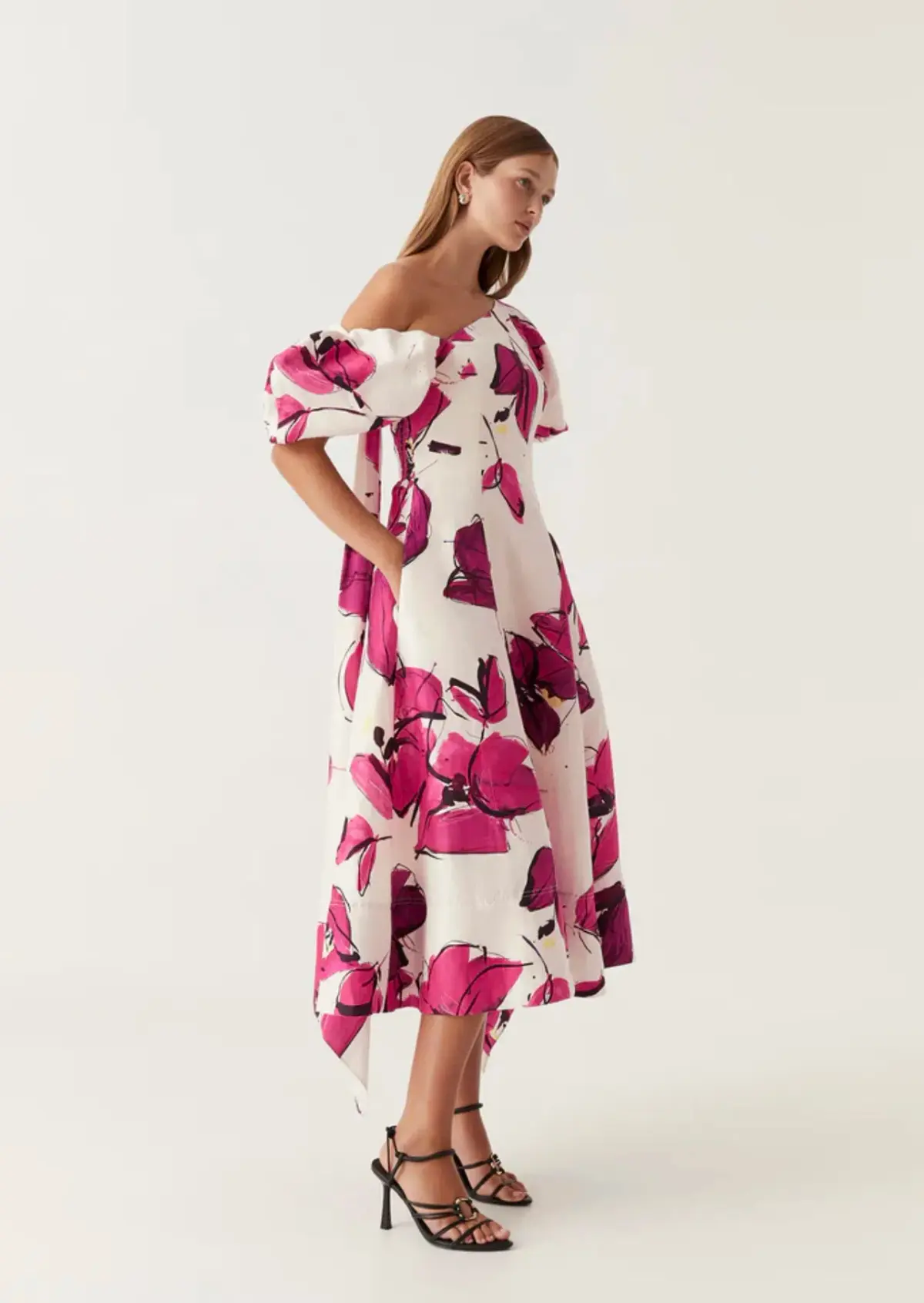 Aje Arista Tulip Sleeve Midi Dress Floral Size 16 - Image 3