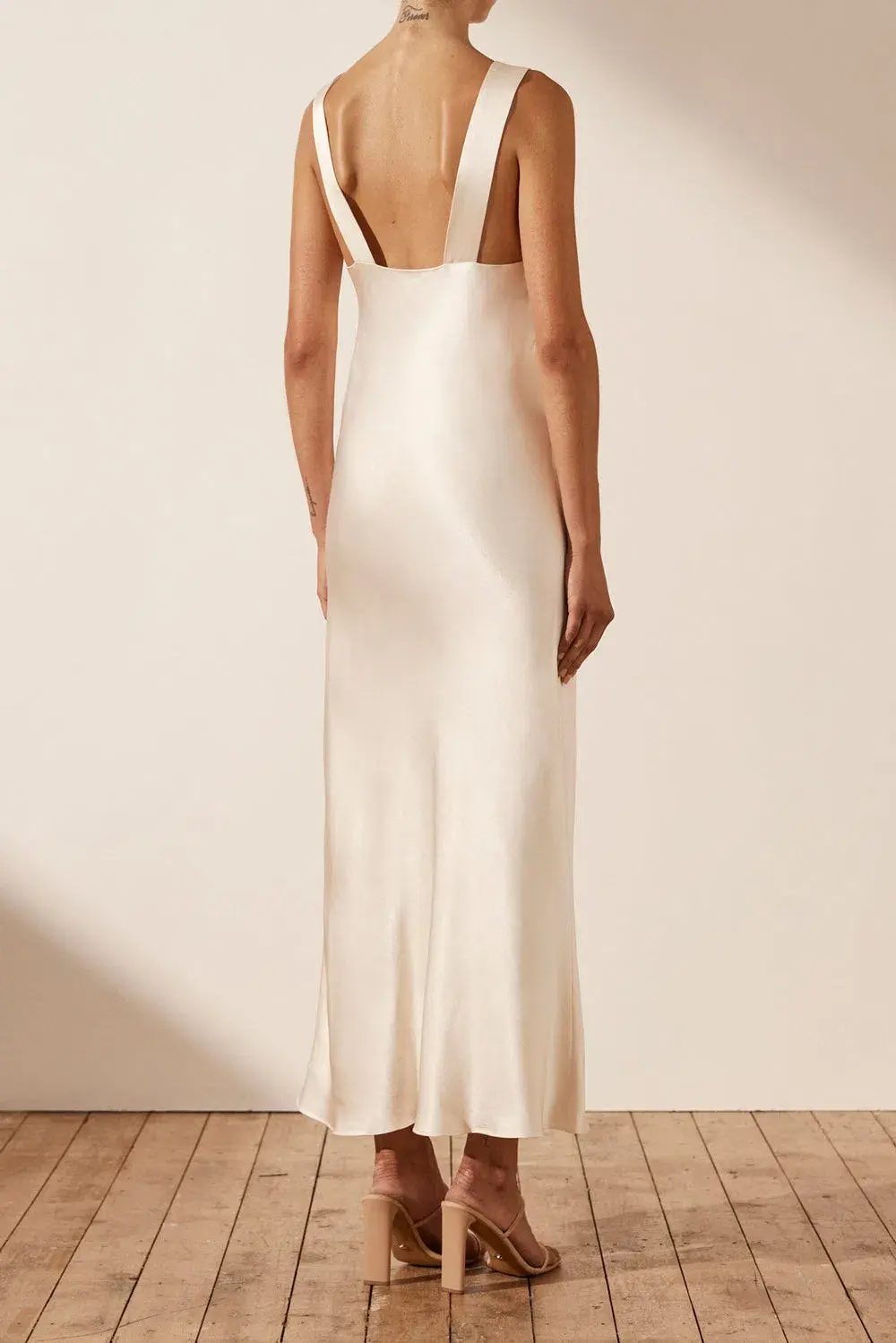 Shona Joy La Lune Plunged Midi Dress Cream Size 10 - Image 2