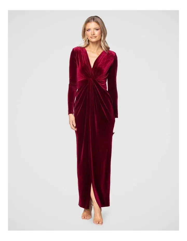 Pilgrim Lundi Dress  Burgundy Velvet  Size 10 - Image 1