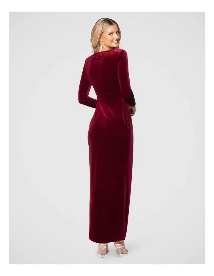 Pilgrim Lundi Dress  Burgundy Velvet  Size 10 - Image 5