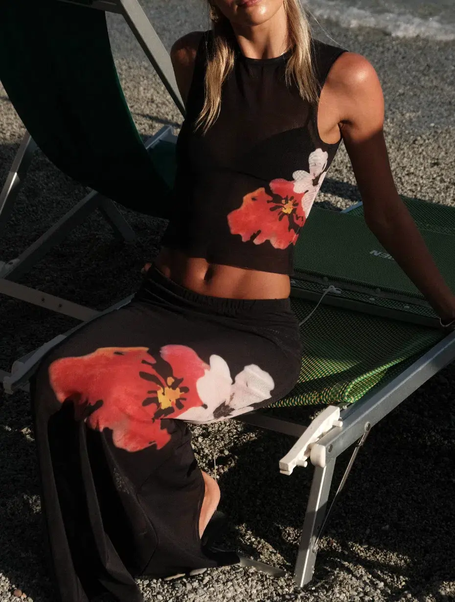 With Harper Lu Mesh Tank & Skirt Set Black Floral Size 6  - Image 6