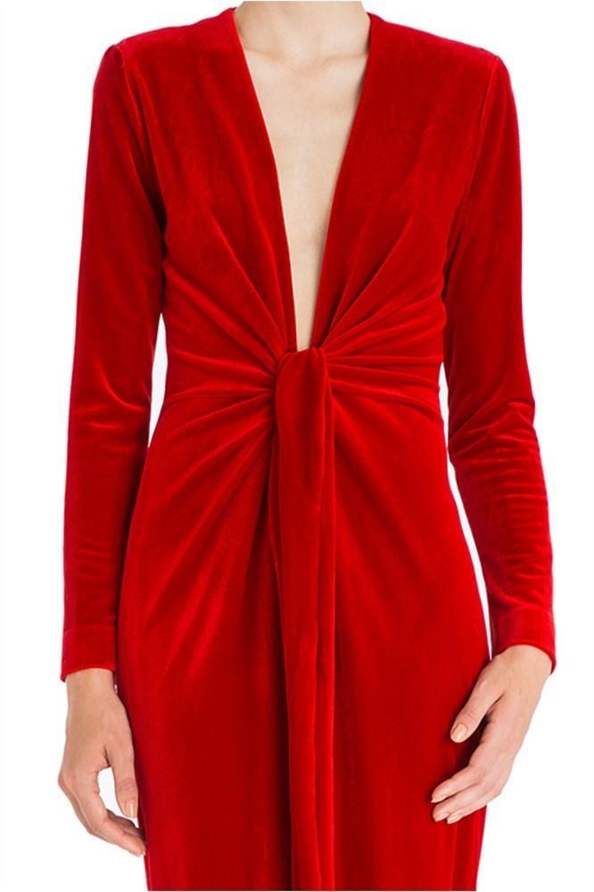 Carla Zampatti Flame Velvet Dress Red Size 8 for rent on The Volte - main image