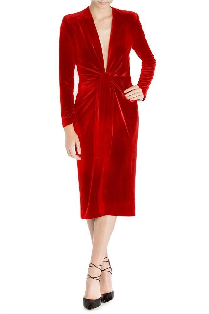 Carla Zampatti Flame Velvet Dress Red Size 8 for rent on The Volte - main image