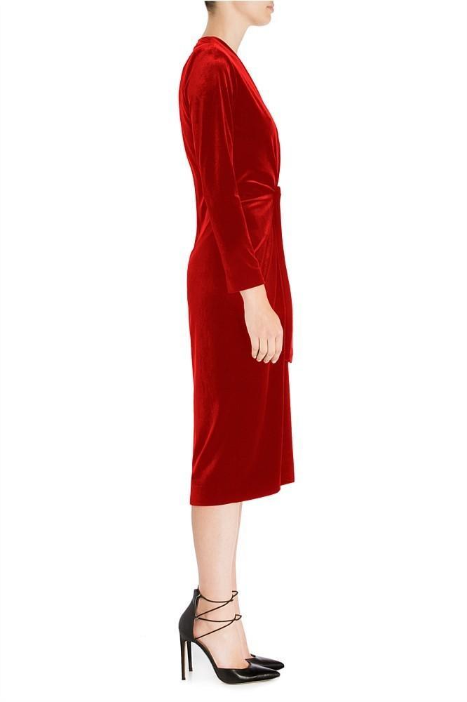 Carla Zampatti Flame Velvet Dress Red Size 8 for rent on The Volte - main image