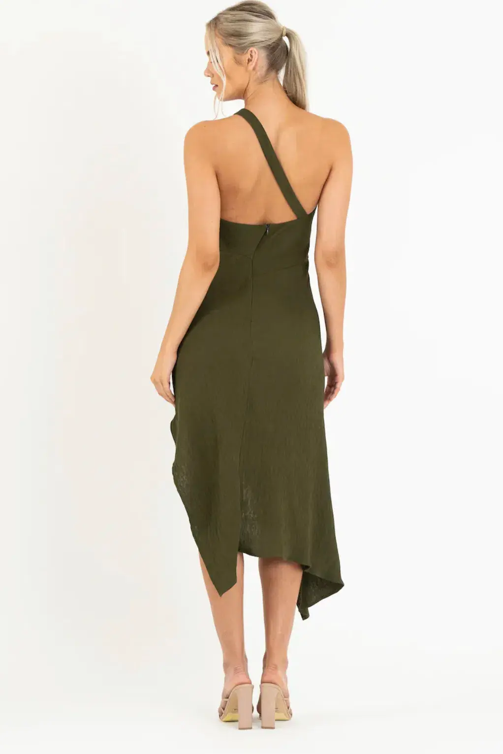One Fell Swoop Harlequin Dress In Olive Line Size 10 for rent on The Volte - main image