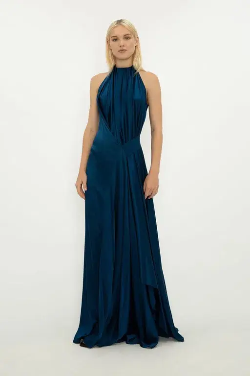 Bianca Spender Prussian Silk Isabella Gown Navy Size 14 - Image 1