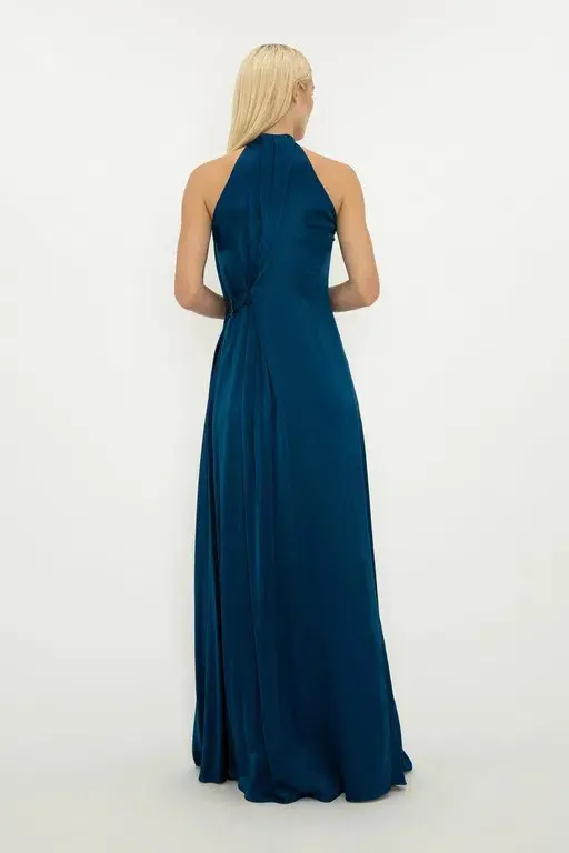 Bianca Spender Prussian Silk Isabella Gown Navy Size 14 - Image 2