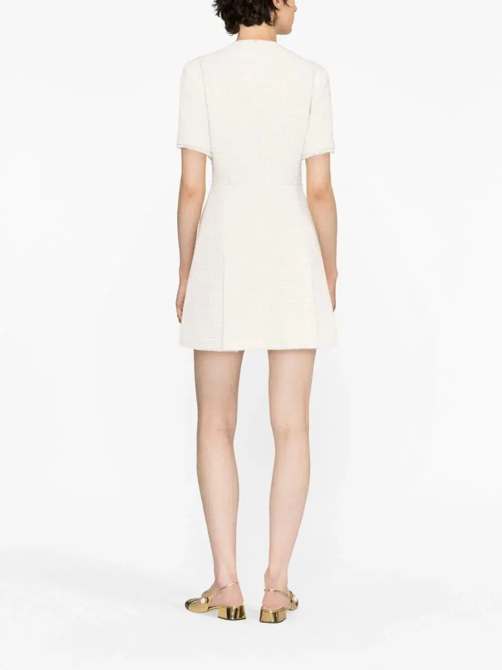 Maje Button Embellished Tweed Minidress White Size 6 - Image 2