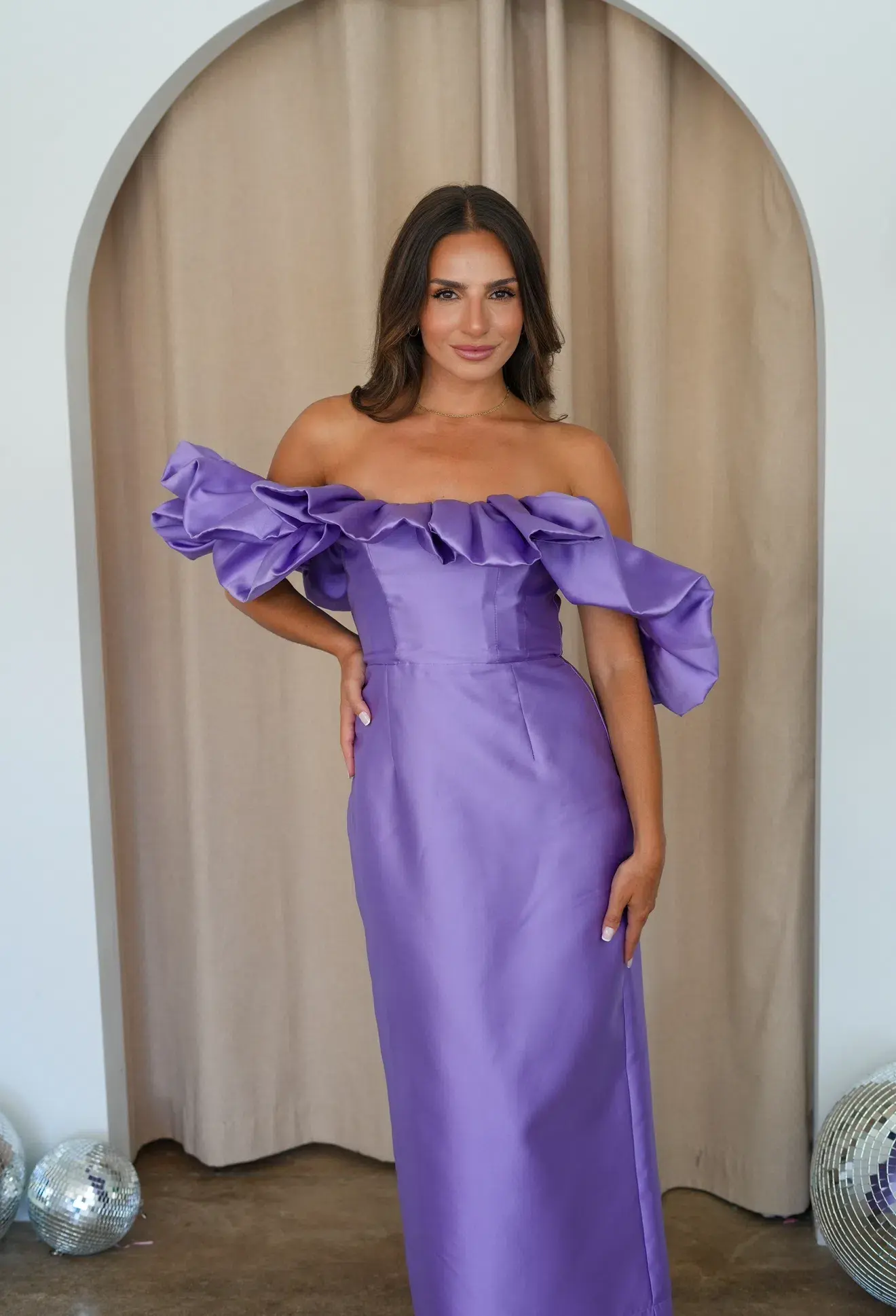 Alemais Suzi Off Shoulder Midi Dress Purple Size 8 - Image 4