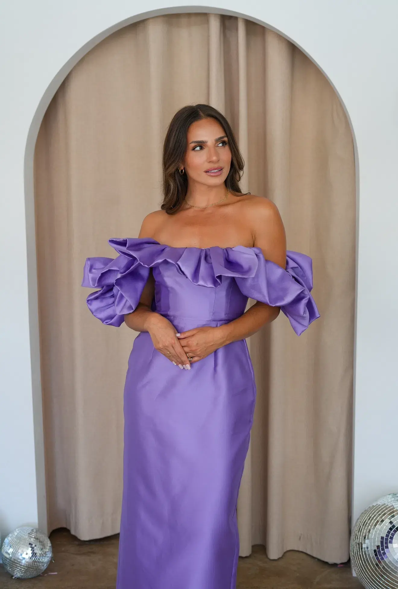 Alemais Suzi Off Shoulder Midi Dress Purple Size 8 - Image 3