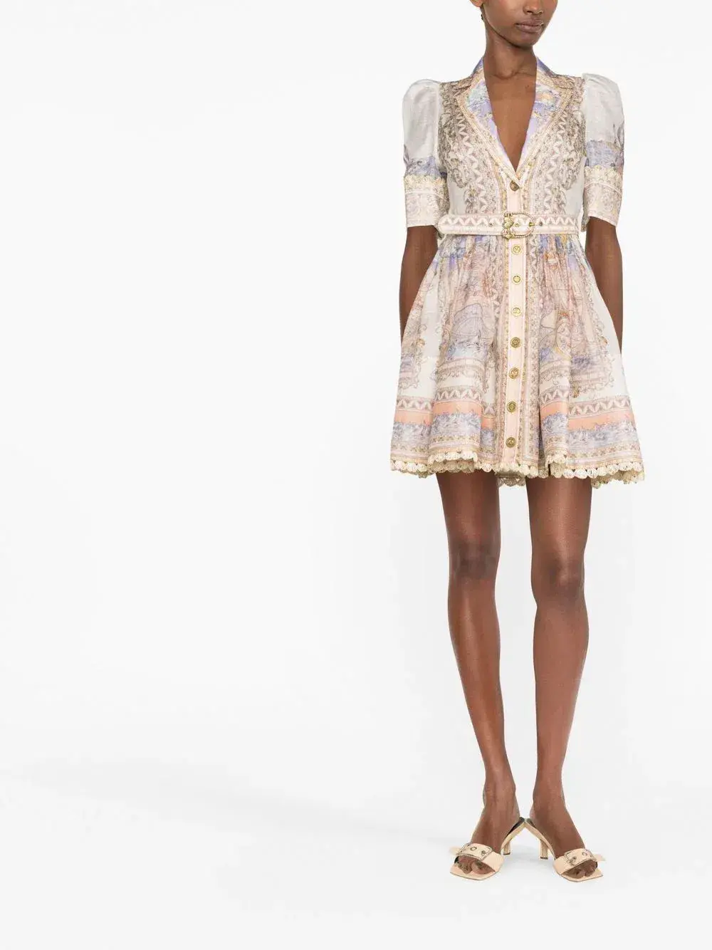  Zimmermann High Tide Mini Shirt Dress Odyssey Print Size 0 / Au 8 - Image 1