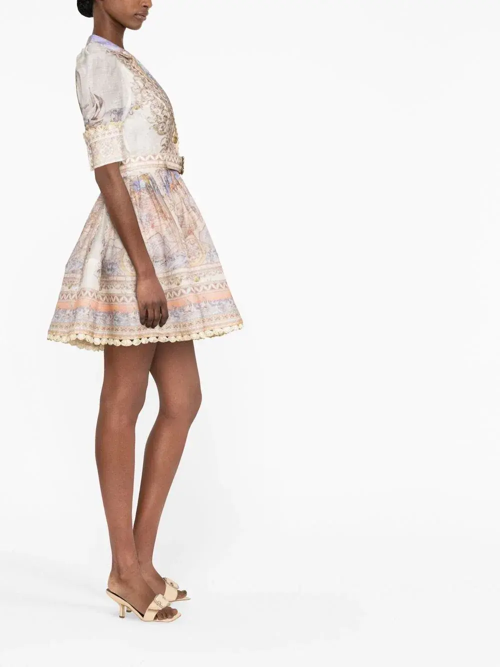  Zimmermann High Tide Mini Shirt Dress Odyssey Print Size 0 / Au 8 - Image 3